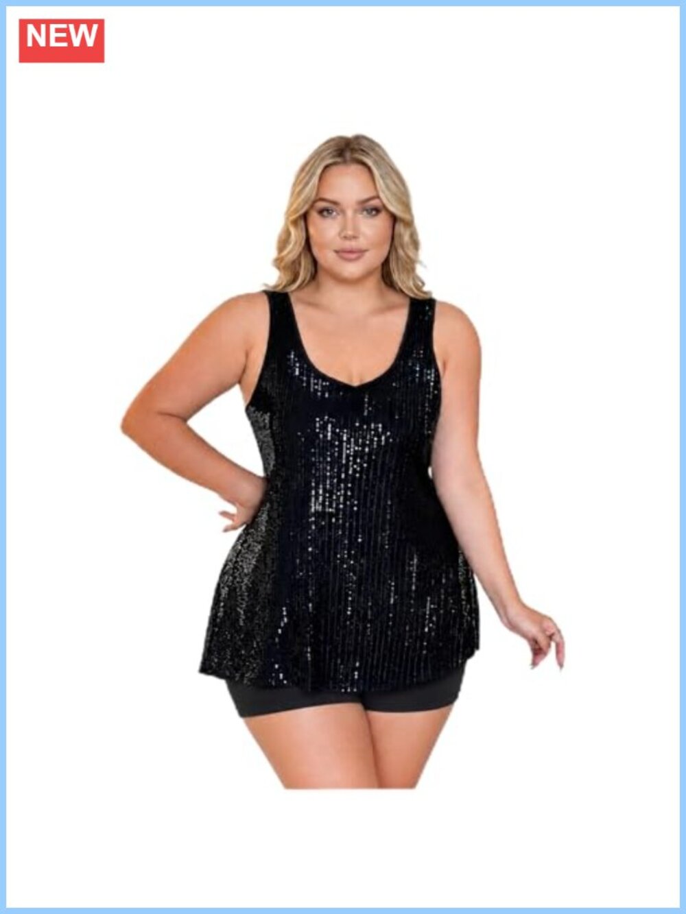 Plus Size Sequin Sparkly Tank Top Lined Cami Party Clubwear